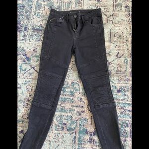 Free People patch black jeans with zippers